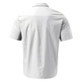 thumbnail image 4 of TAIAOJING Shirts For Men Solid Pocket Single Cotton Linen Short Sleeve Blouses White XXL, 4 of 5