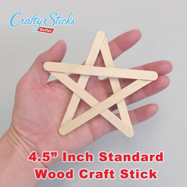 CraftySticks 200 Standard Craft Wood Popsicle Sticks 4.5 inch -Green