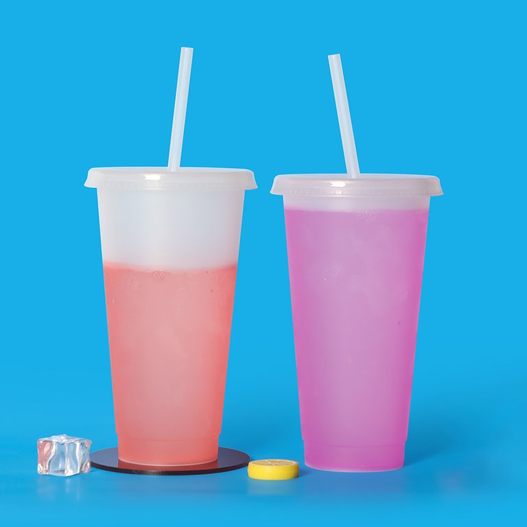 Reusable Double Layer Cup Lids With Reusable Straws Smoothie Juice