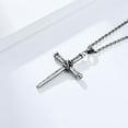 thumbnail image 3 of PAMTIER Unisex Stainless Steel Retro Punk Wire Wrapped Nails Cross Charm Pendant Amulet Crucifix Necklace Christian Jewelry Ancient Silver 23.6" Chain, 3 of 5