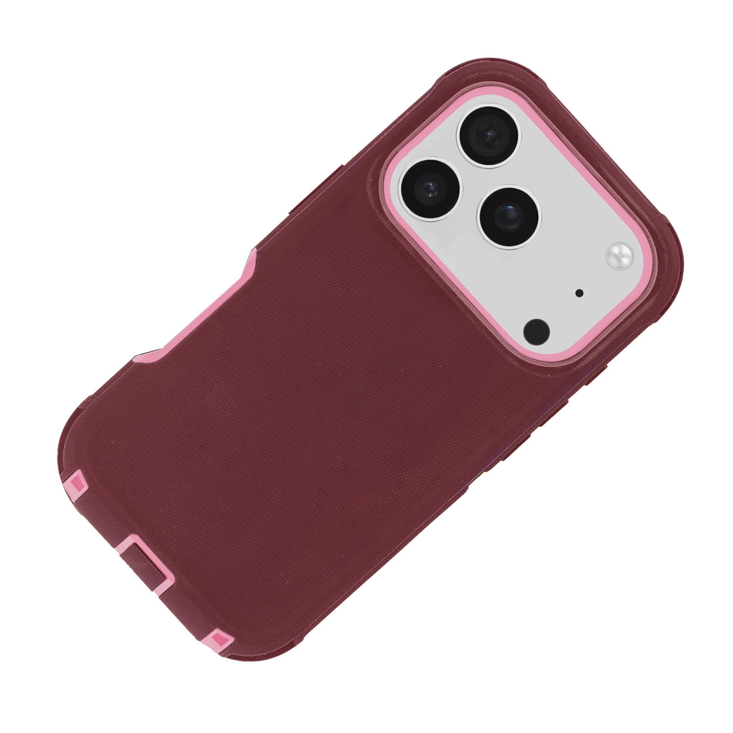 Full Body Heavy Duty Case for iPhone 17 Pro Max - Maroon and Pink