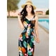 thumbnail image 3 of VESTIDO LARGO DE MUJER STRETCH DE ESTAMPADOS PRIMAVERALES UNITALLA, 3 of 5