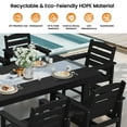 thumbnail image 4 of KINGYES All Weather Outdoor Dining Table with Umbrella Hole, HDPE Rectangular Patio Table for Backyard, Garden, Porch, Deck, Black, 4 of 9