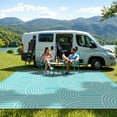 thumbnail image 6 of Lahome Decor 9’X12’ Rainbow Outdoor Rug for Patio,Beach Mats Waterproof, Camping Rug for Outside RV, Portable Plastic Straw Outdoor Area Rug for Backyard, Garden, Pool Deck,Blue, 6 of 7