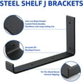 thumbnail image 2 of L Shelf Brackets Heavy Duty with Lip Floating Hook Iron J Shelf Bracket Wall Mounted Rustic Shelving Support Brackets, 2 of 8