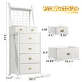 thumbnail image 4 of EnHomee White Tall Nightstand Side Table Dresser for Bedroom with 6 Drawers Fabric Dresser&Chests of Drawers LED Lights, 4 of 8