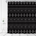 thumbnail image 3 of Boho Geometric Shower Curtain - 70"W x 84"H Black & White Aztec Southwestern Native Tribal Retro Mid Century Modern Farmhouse Decor Includes Hooks, 3 of 4