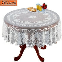 Bxaolu 70 Inch Round White Lace Tablecloth, Elegant Table Cover for Wedding Reception and Vintage-Style Decor