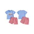 thumbnail image 2 of BemeyourBBs Toddler Baby Boy Baseball Outfits Infant Boys Summer Clothes Letter Baseball Embroidery Short Sleeve T Shirt and Plaid Shorts Set, 2 of 9