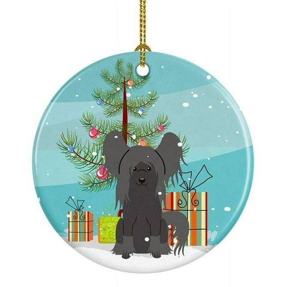 Carolines Treasures BB4237CO1 Merry Christmas Tree Chinese Crested Black Ceramic Ornament