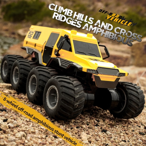 Coche Rc Con Batería De Litio 2.4G SUV eléctrico Juguete 25m Distancia de control 8 Ruedas para niño Niño (Amarillo)