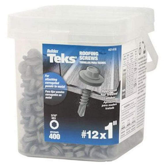 ITW Brands Self-Drilling Roofing Screw Hex Washer Head - Rust Resistant Steel - 400 Count, 12 x 1 In