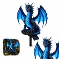 thumbnail image 5 of Outdoor Solar LED Dragon Statue Lamp, Translucent Luminous Blue Wing Gothic Dragon Ground Stake, Resin Yard Decor for Halloween Fall Party Lawn Garden Walkway Graveyard Arrangement, 5 of 7