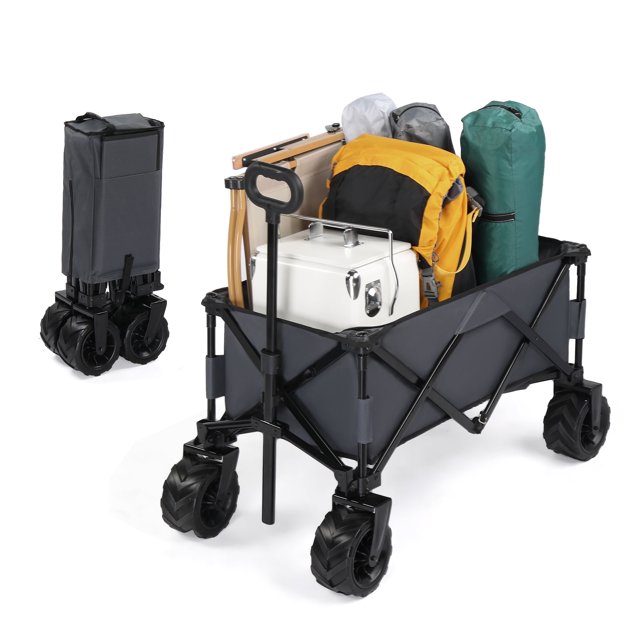 Zimtown Carro Plegable Carro Plegable Carro Utilitario Resistente con Ruedas Todo Terreno, Gris