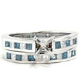 thumbnail image 1 of 1ct Blue Princess Diamond Engagement Wedding Ring Set Semi Mount, 1 of 2