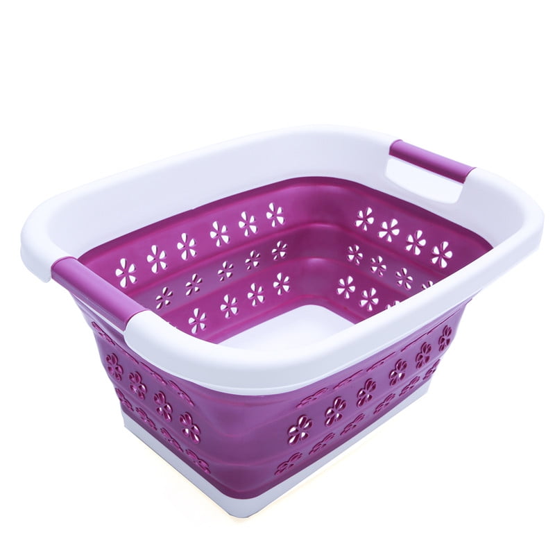 Collapsible Plastic Laundry Basket Foldable Square