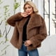thumbnail image 5 of Chaqueta de abrigo cálida para mujer, de invierno, lisa, con cuello vuelto, 5 of 9
