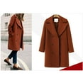 thumbnail image 4 of HTNBO Women's Wool Blend Double Breasted Pea Coat Notched Lapel Mid Long Trench Overcoat with Pockets, 4 of 7