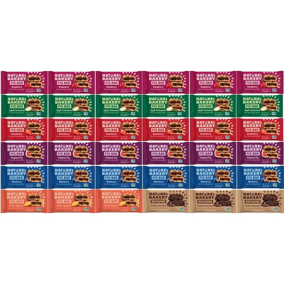 Stone Ground Whole Wheat Fig Bars - 36 Count Variety Pack All Natural, Non-GMO Snack Variety Box, Assorted Variety Pack