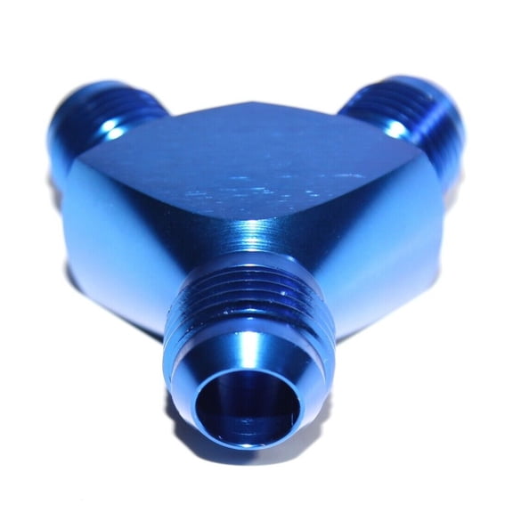BLUE Male Flare Y-Block Fitting Adapter AN10 10-AN Male to 2X AN8 8-AN Male BLUE Male Flare Y-Block Fitting Adapter AN10 10-AN Male to 2X AN8 8-AN Male