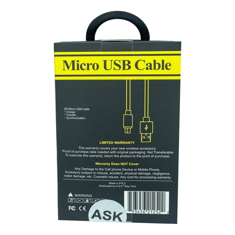 Micro USB Cable 2M Fast Charger USB Charging Cable for Samsung Galaxy  S7 Edge S6 S5 S2 J7, Tablet, LG, Moto E4 E5 E6, PS4-Micro Phone, Android