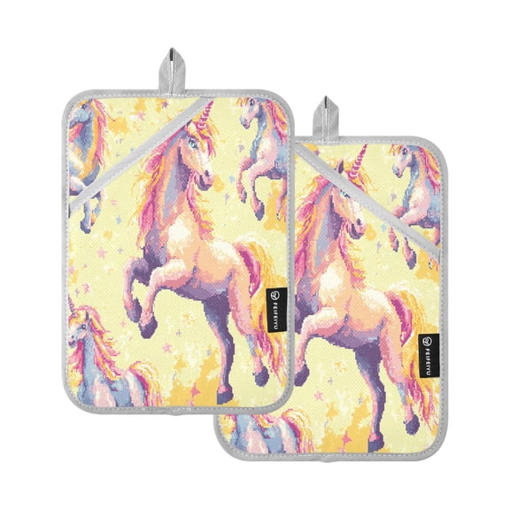 BZSMCE Pot Holder Oven Mitts Cooking baking Unicorn Colorfull Painting Creative Pattern Size:7x9.8in