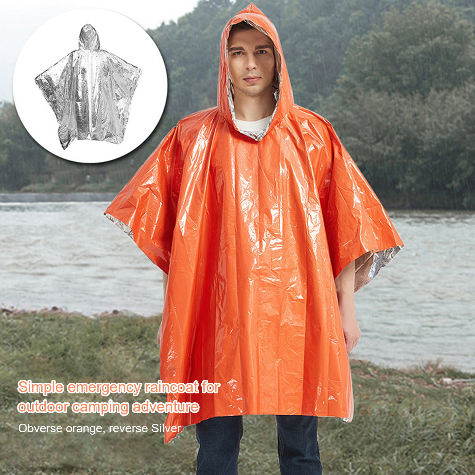 Survival Gear and Equipment for Outdoor Activity Odoland Emergency Blanket Poncho 3 Packs Thermal Emergency Raincoats Keep Dry and Warm Blankets 