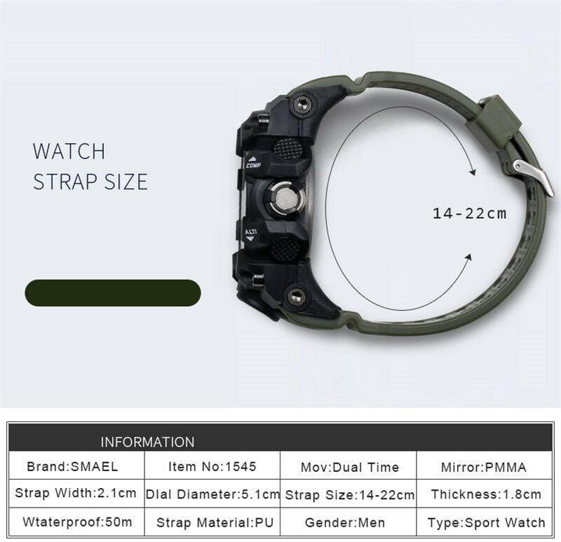 Smael Smael Men Sports Watches Dual Display Analog Digital Led Electronic Quartz Wristwatches Waterproof Swimming Military Watch Walmart Com Walmart Com
