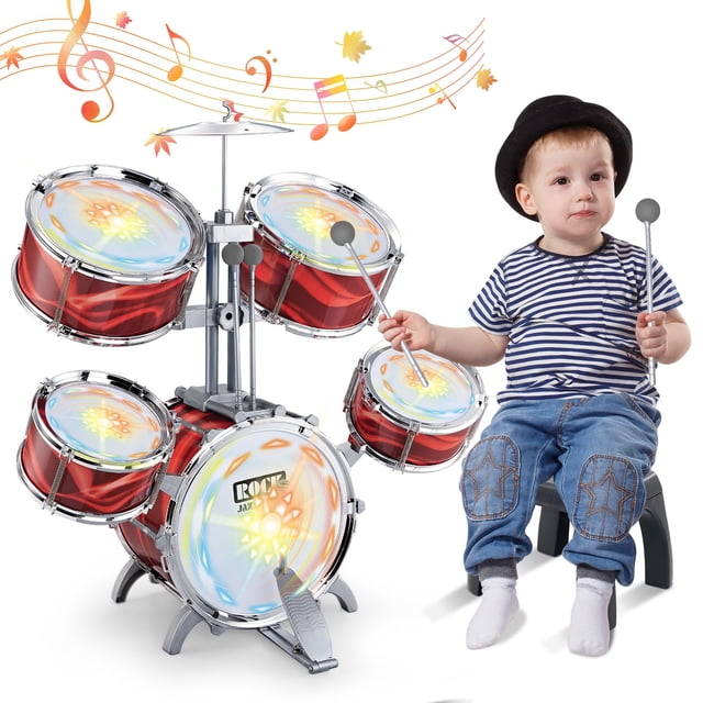 Set de Batería Infantil deAO Jazz 5 Tambores con Luces para Niños Pequeños