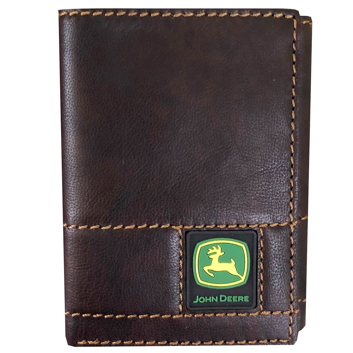 John Deere Men's Brown Raised Panel TriFold Wallet LP70566