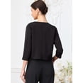 thumbnail image 3 of DARING DIVA Women's Crop Open Front 3/4 Sleeve Collarless Jacket XS Black, 3 of 7