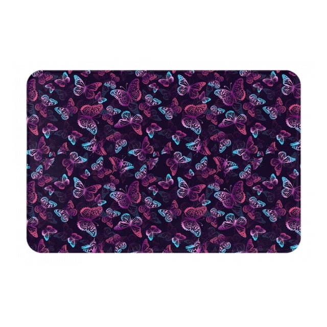 Balery Purple Butterfly Felpudo de franela, resistente a las manchas y a la decoloración, para uso interior y exterior, fácil de limpiar, 40 x 60 cm