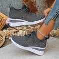 thumbnail image 6 of SCHUHLAND Women's Hot Pink Crystal Knitted Sneakers, Rhinestone Platform Wedge Casual Slip-On Shoes (6cm Heel), 6 of 16