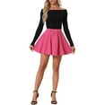 thumbnail image 2 of INSPIRE CHIC Women's Summer High Waist A-Line Mini Denim Skirt with Belt M Hot Pink, 2 of 6