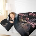 thumbnail image 3 of Homewish Japanese Ink Painting Queen Comforter Set,Romantic Cherry Blossom Comforter Sets Queen,Black Reversible,3 Pieces,1 Comforter and 2 Pillowcases, 3 of 7
