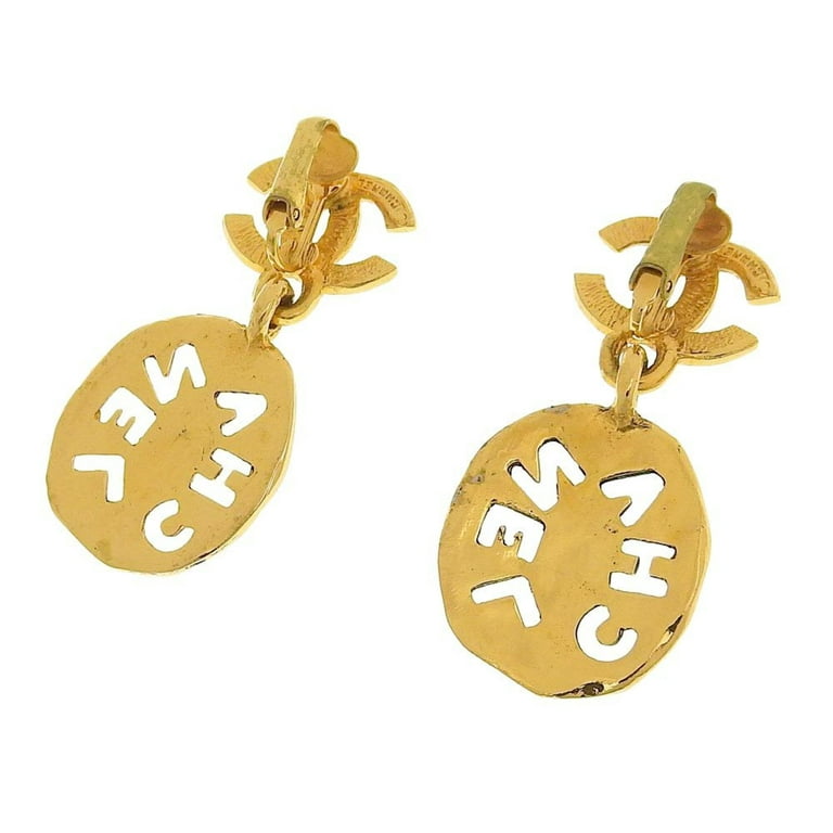 Chanel Here Mark Gold Logo Earrings