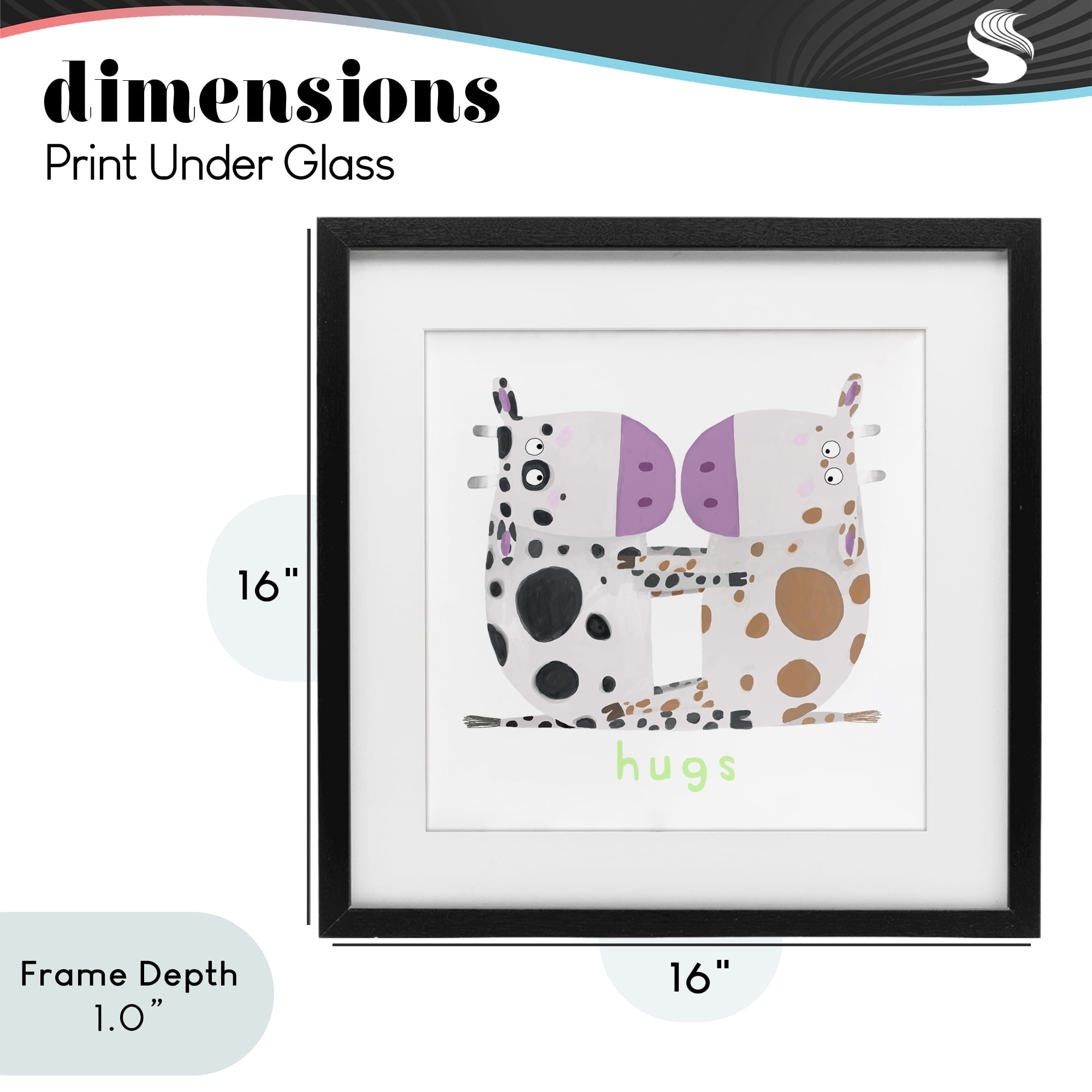 Stupell Industries Cow Hugs Symmetry Black Framed Print Under Glass, design by Carla Daly