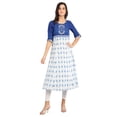 thumbnail image 2 of Disha Patani Collection Blue and White Round Neck Printed Kurta-Medium, 2 of 6