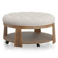 thumbnail image 3 of Furniture of America Brynn Tufted Ottoman Coffee Table, Natural Tone and Beige, 3 of 6