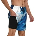 thumbnail image 2 of Daiia Blue White Fluid Art Mens Swim Trunks Swim Shorts Quick Dry Swim Shorts with Mesh Lining Pockets-XX-Large, 2 of 9