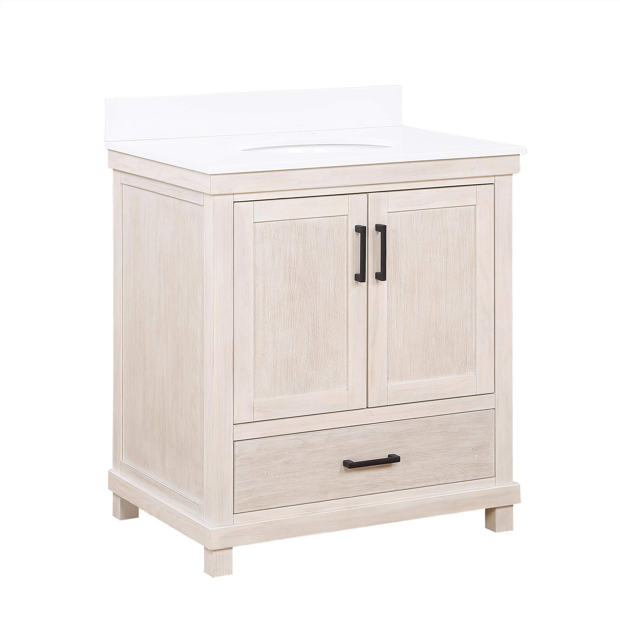 DHP Sunnybrooke 30 Inch Bathroom Vanity w/ Sink, Rustic White