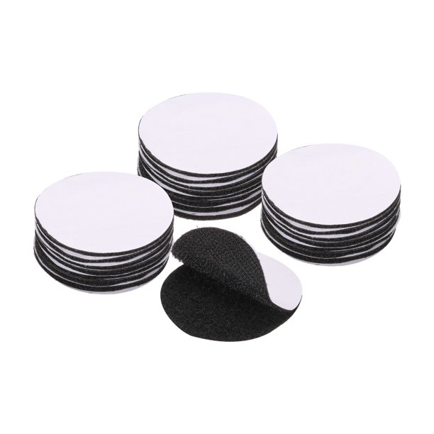 Uxcell 36set Cintas de Gancho y Bucle con Adhesivo Cinta de Gancho y Bucle Redonda de 2" de Doble Cara, Cierre Autoadhesivo de Nailon, Negro