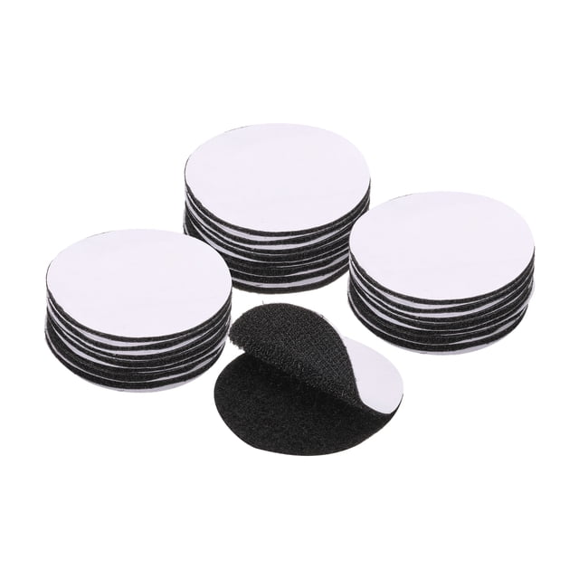 Uxcell 36set Cintas de Gancho y Bucle con Adhesivo Cinta de Gancho y Bucle Redonda de 2" de Doble Cara, Cierre Autoadhesivo de Nailon, Negro