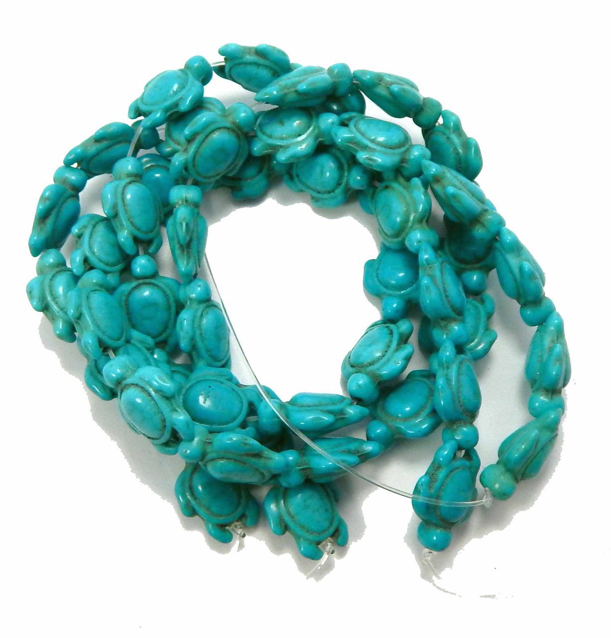 Red 15x18mm Turtle Chalk Turquoise Dyed Beads 15" 