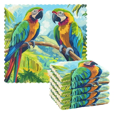 

WOBOGO Colorful Parrot Kitchen Towels 6pcs Ultra Soft Absorbent Quick Drying Dish Cloths 11×11inch