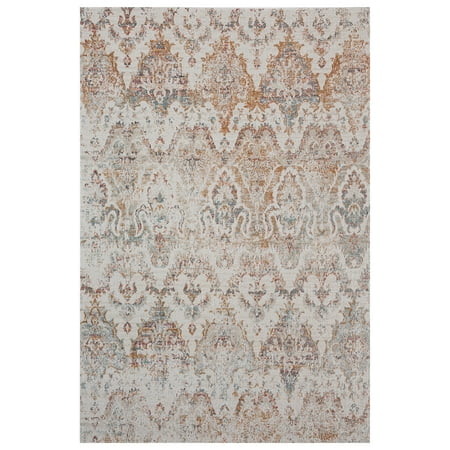 Capel Bronze Rug - LR Home Antiquity 5x7 Distressed Damask Southern Rust / Cream Indoor / Outdoor Area Rug