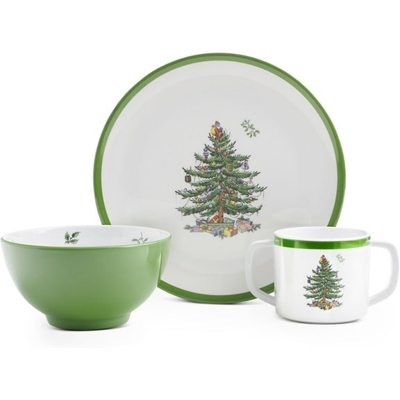 Christmas Tree Melamine Dinner Plate (Set of 4) - 11 Inch Shatterproof Serving Plate for Holiday Meals, Holiday Party - Festive Tableware for Indoor & Outdoor Use, Dishwasher Safe Dinnerware