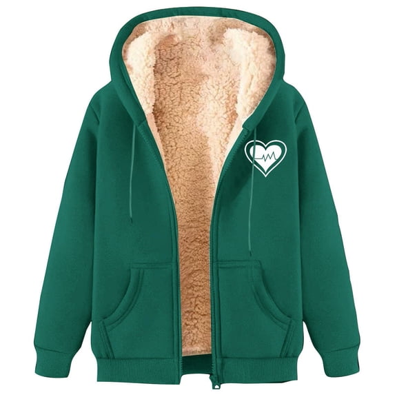Bovemsi Sweatshirt for Women Fashionable And Casual Fleece Lined Thickened Warm Hooded Zip Up Hoodie