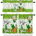 thumbnail image 2 of Happy St. Patrick''s Day Kitchen Curtain Valance and Tiers 3 Piece Set,Dwarf Rod Pocket Valances,Lucky Clover Privacy Tier Curtains,Spring Plant Light Filtering Window Treatment for Bathroom Bedroom, 2 of 5
