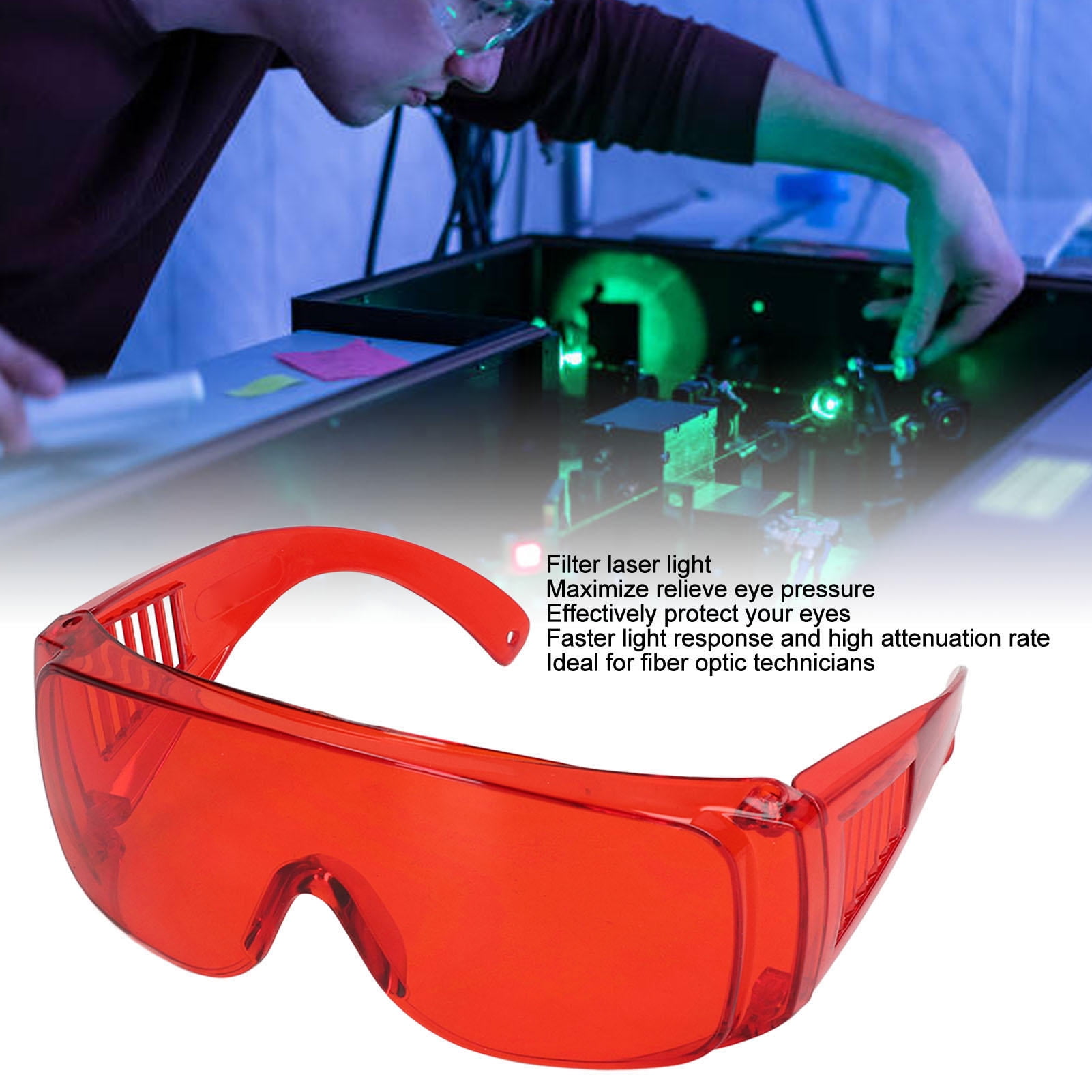 Yajisi 180‑532nm Laser Safety Goggles Red Protective Glasses for Fiber Optic Technicians – 1 Pair